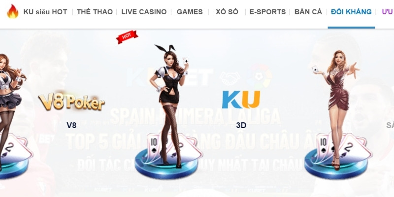 Không gian Đối Kháng của KU Casino có V8 Poker hiện diện